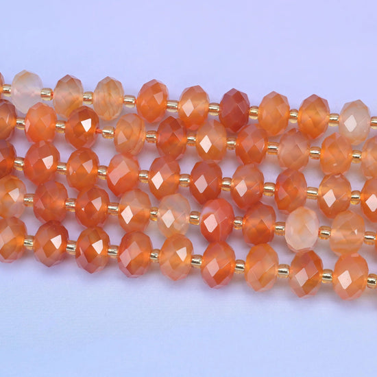 Orange Carnelian Faceted Rondelle Beads, 15.5 inch strand