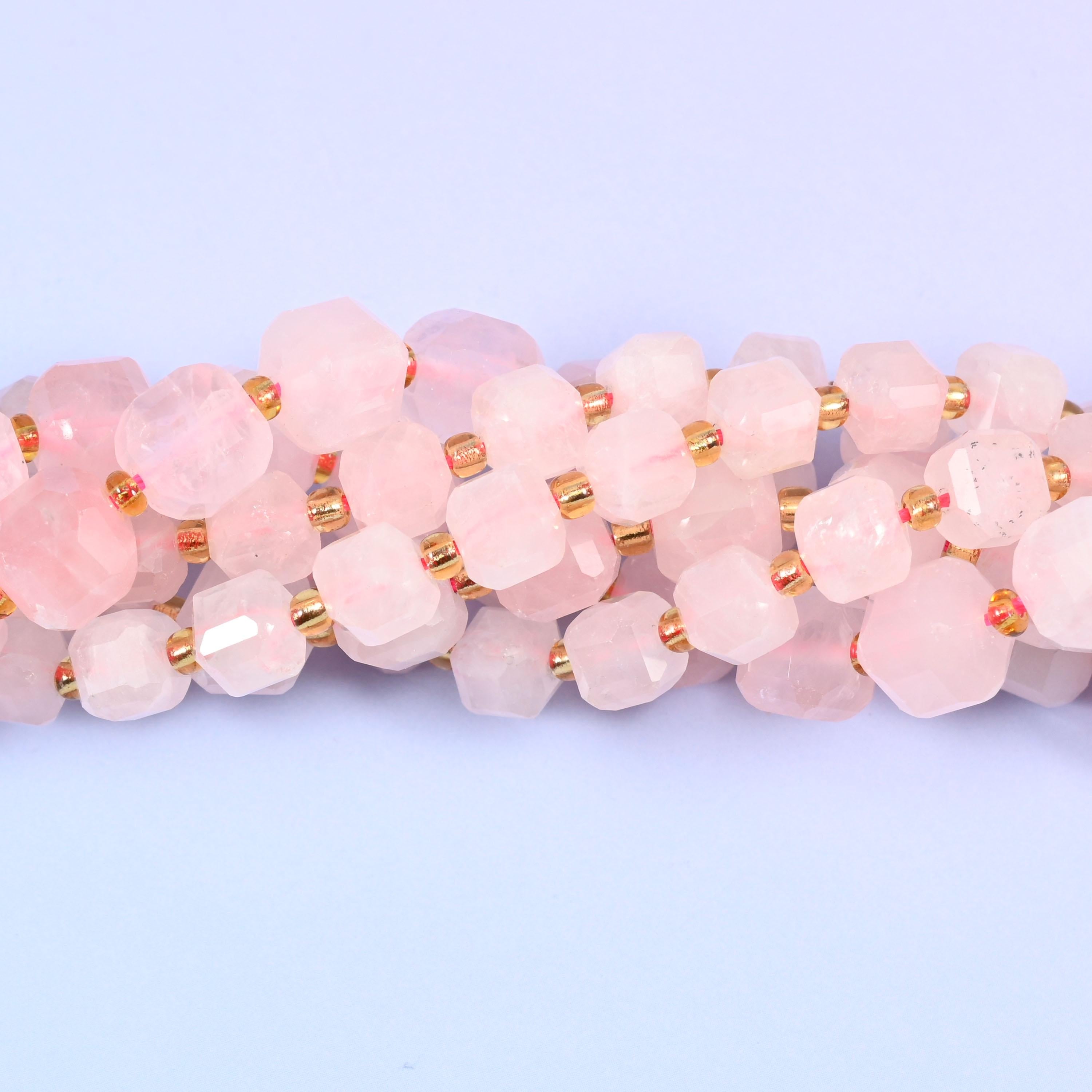 Rose Quartz Faceted Cube Beads, 6mm approximately 43 beads / 8mm approximately 38 beads