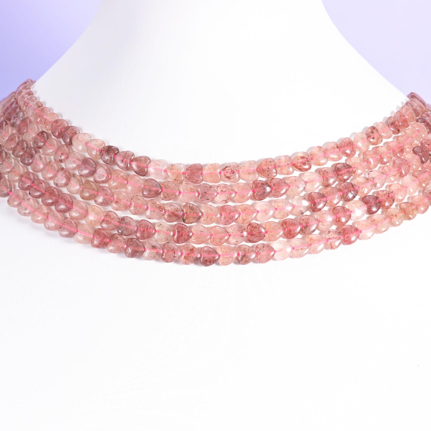 Strawberry Quartz beads, heart shape, 6mm