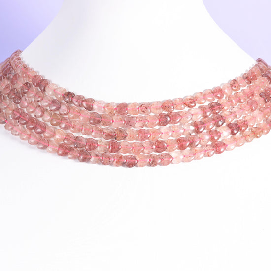 Strawberry Quartz beads, heart shape, 6mm