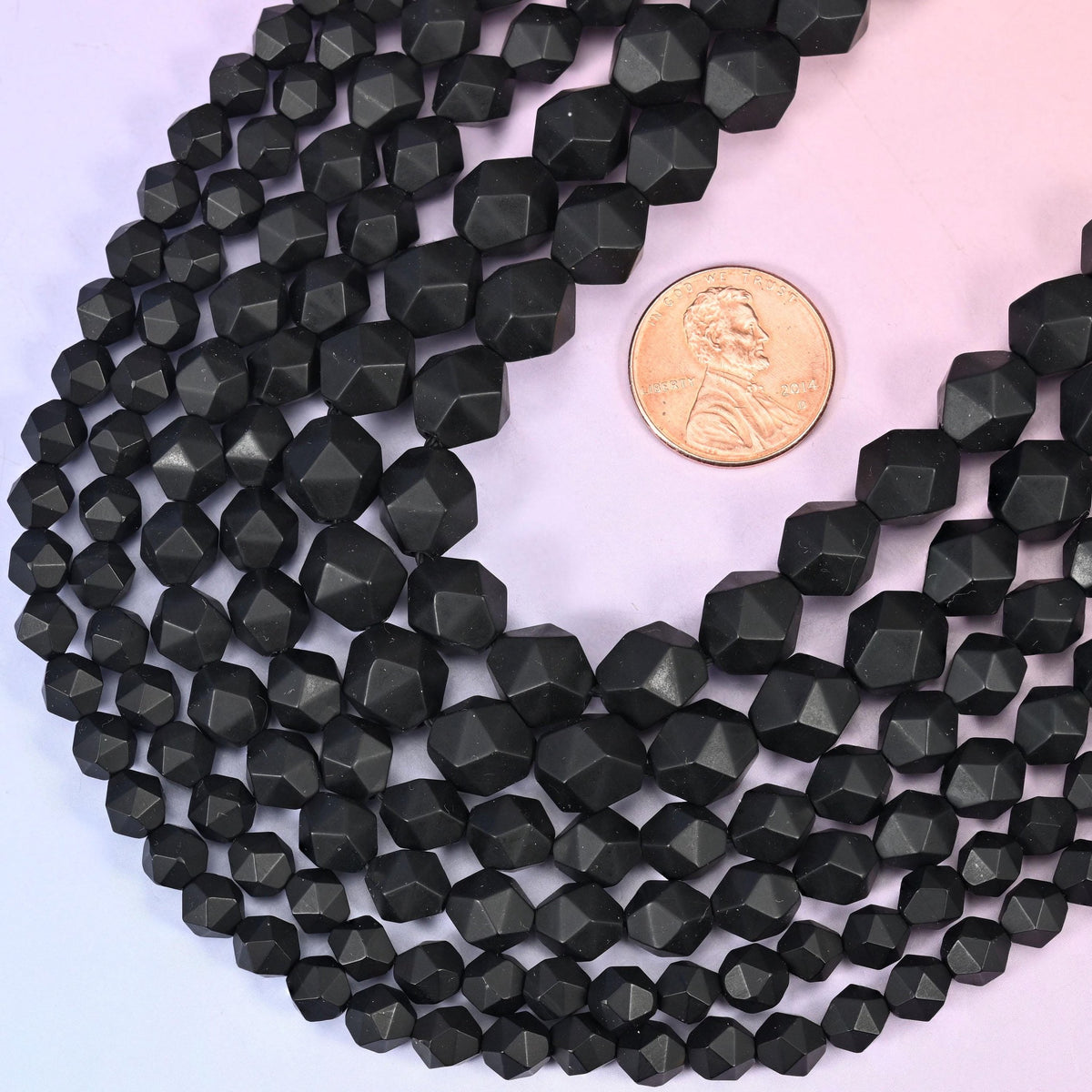 Diamond star cut Matte Black Onyx beads