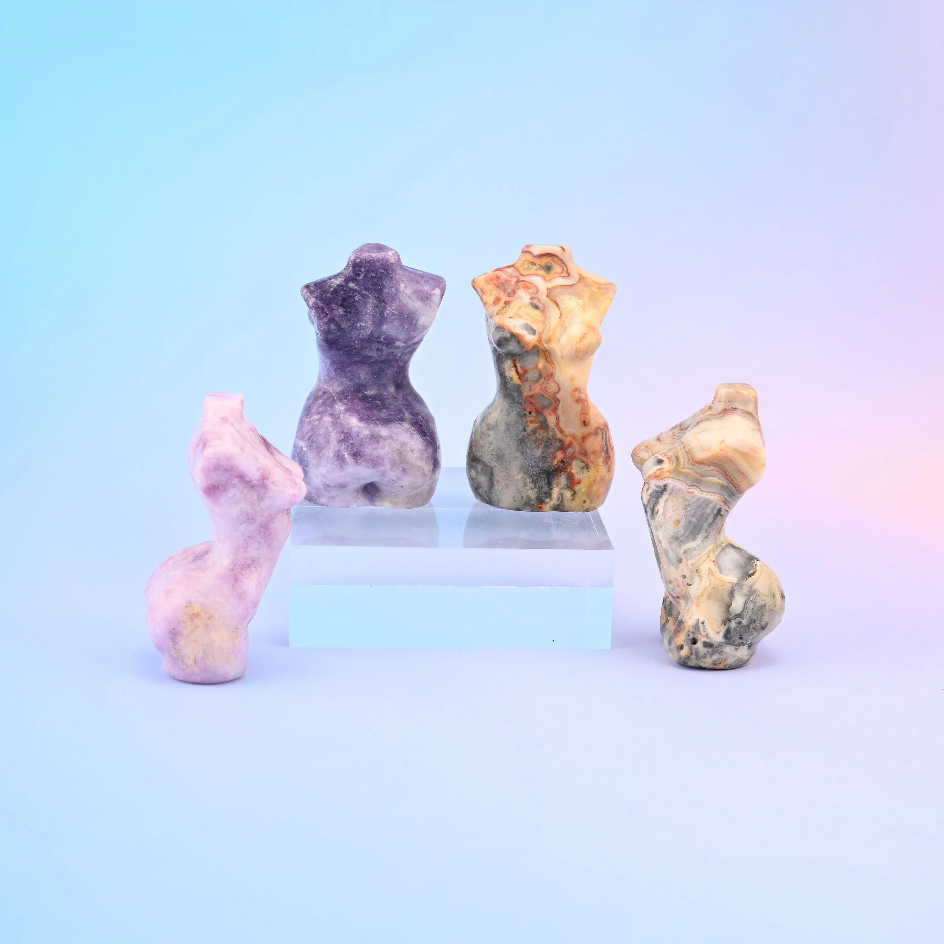 Carved natural gemstone goddess figurine, sold per piece in the stone you select