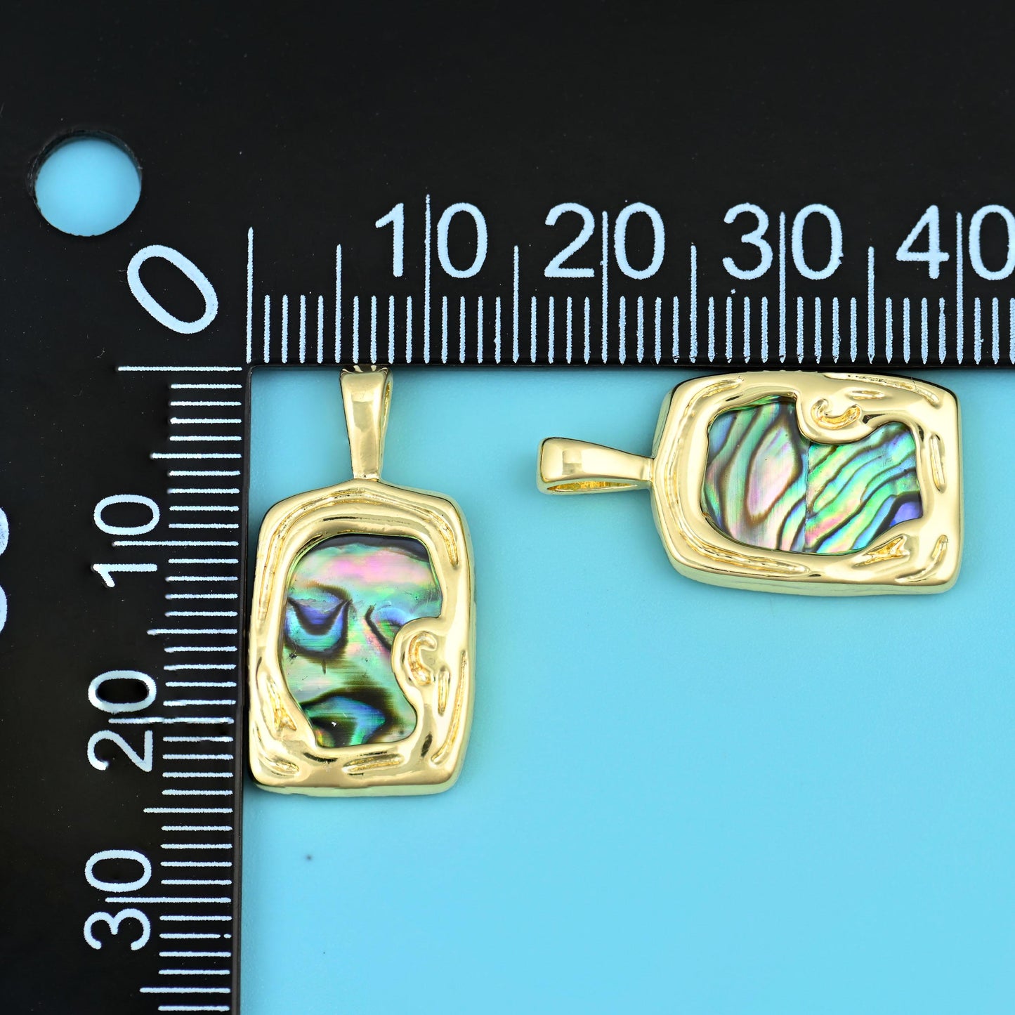 18K Gold Filled Rectangle Abalone Shell Pendants for DIY Jewelry Making Supply