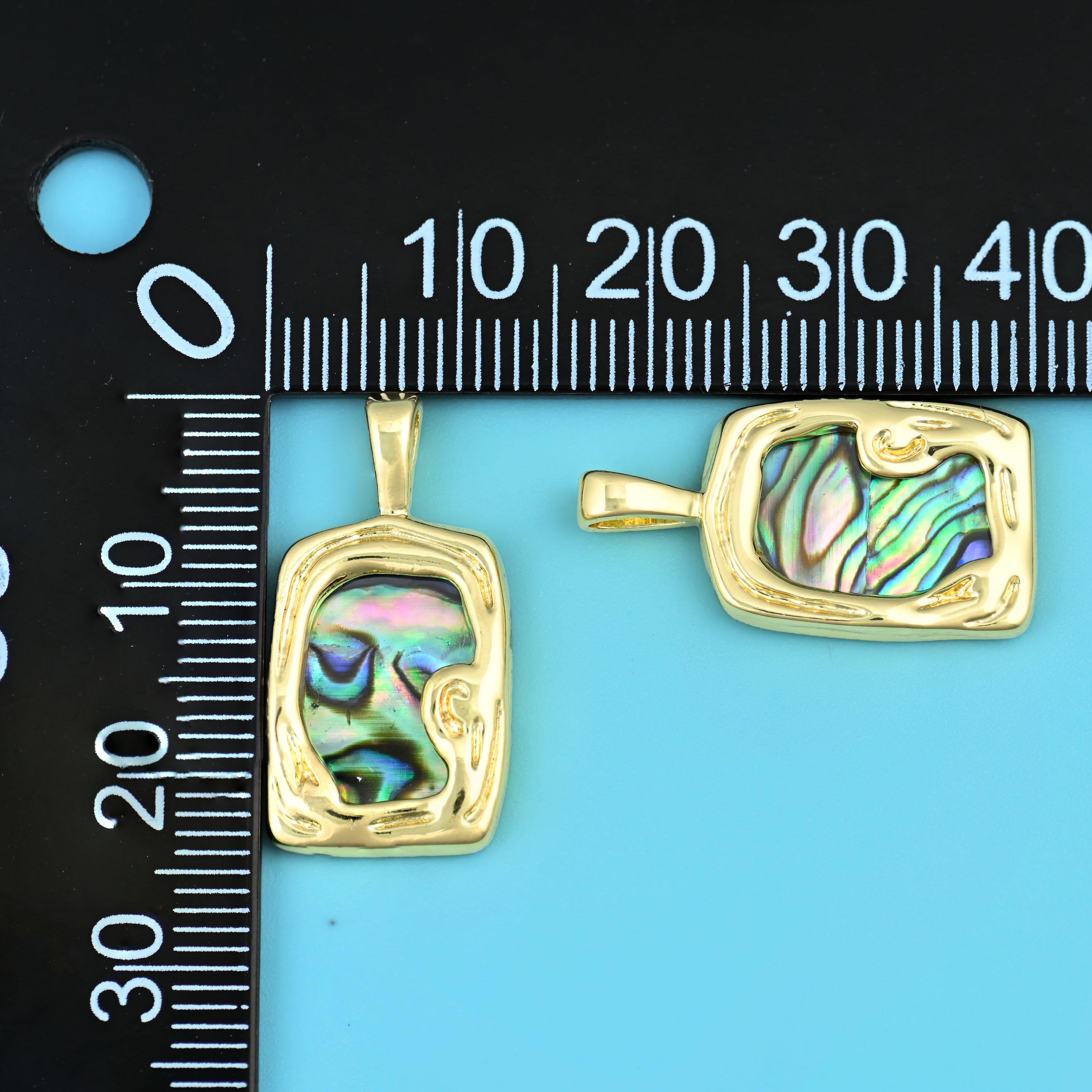 18K Gold Filled Rectangle Abalone Shell Pendants for DIY Jewelry Making Supply