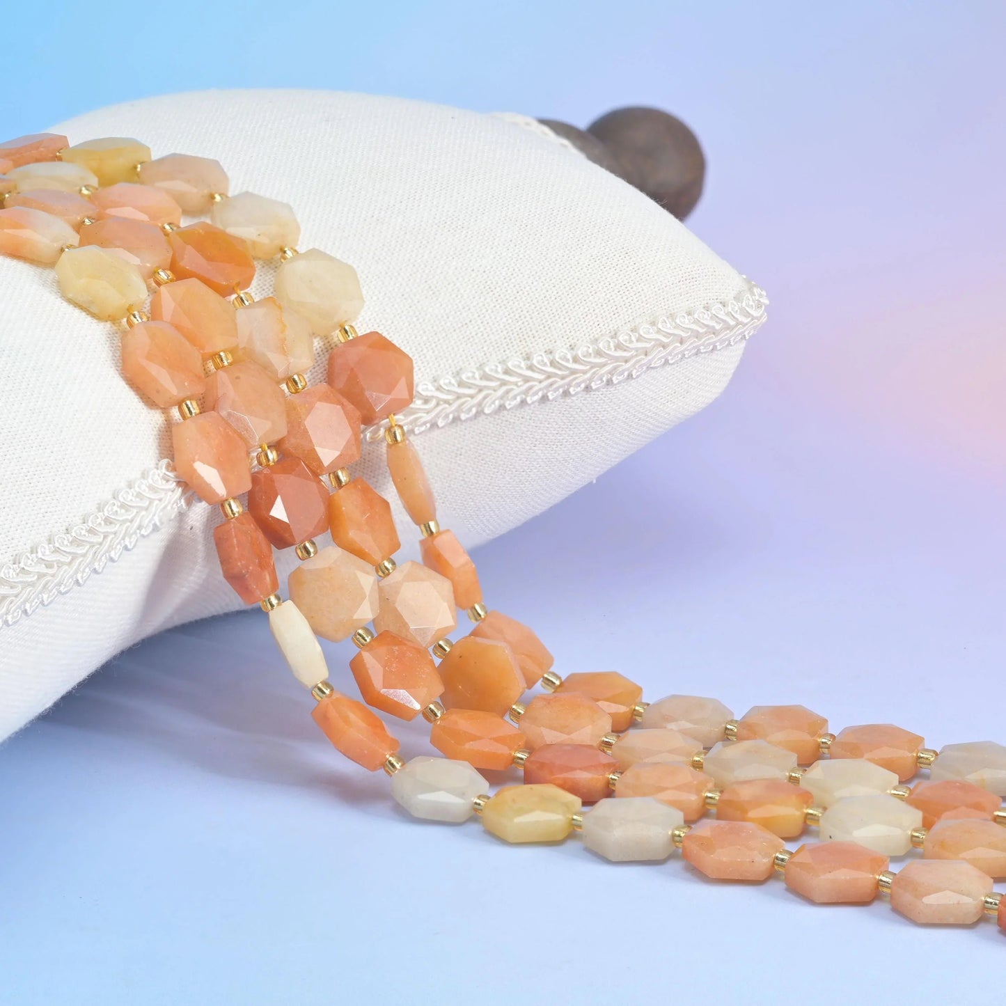 Gold Silk Jade Flat Faceted Hexagon Beads, 12mm.