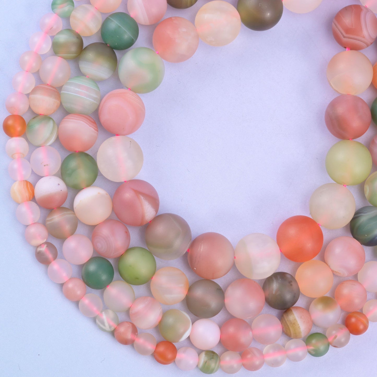 Multi-Color Yanyuan Agate Matte Round Beads, sold per 14 inch strand