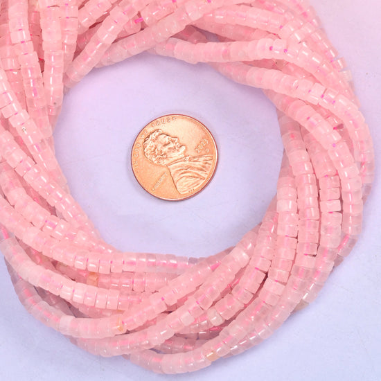 Rose Quartz Smooth Heishi Disc Beads: Jewelry Making Supply, 15.5 Inch Strand
