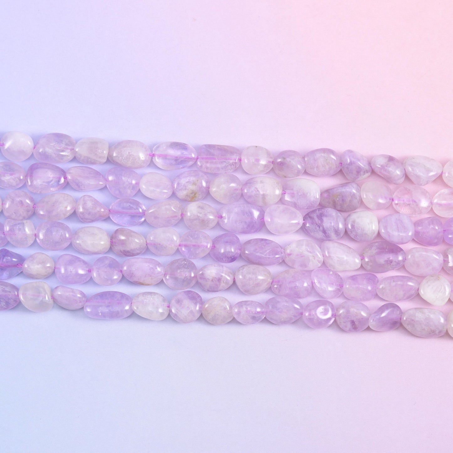 Lavender Jade Pebble Nugget Beads in orchid-lilac marbled with milky white