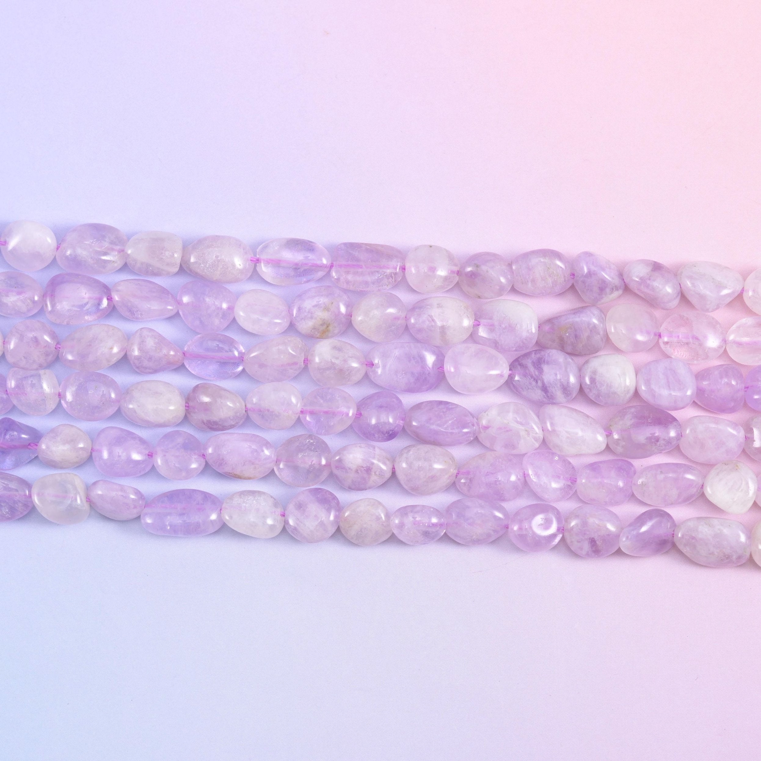 Lavender Jade Pebble Nugget Beads in orchid-lilac marbled with milky white