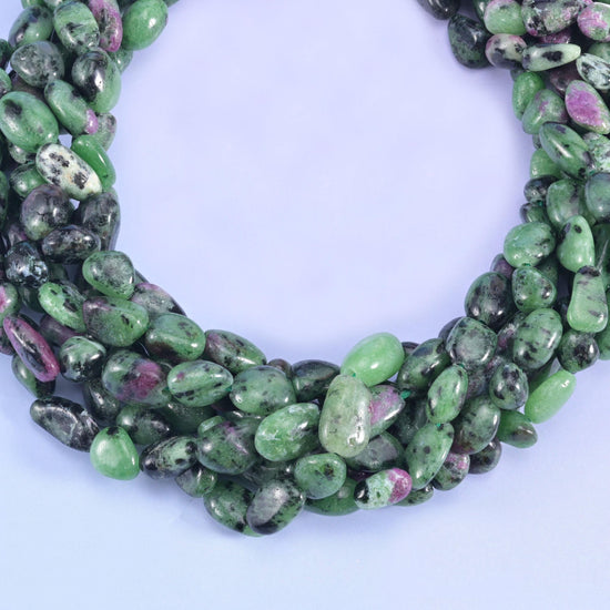 Pebble nugget cut ruby zoisite beads