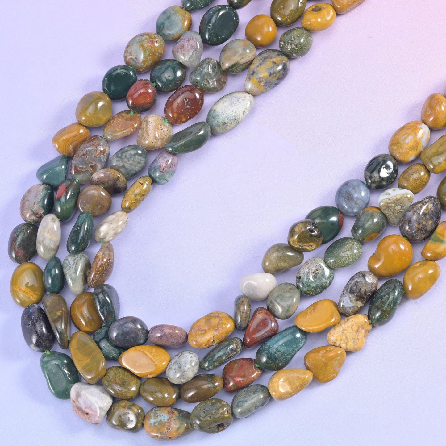 Ocean jasper pebble nugget beads, centre drilled