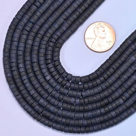 Heishi disc cut blue sandstone beads