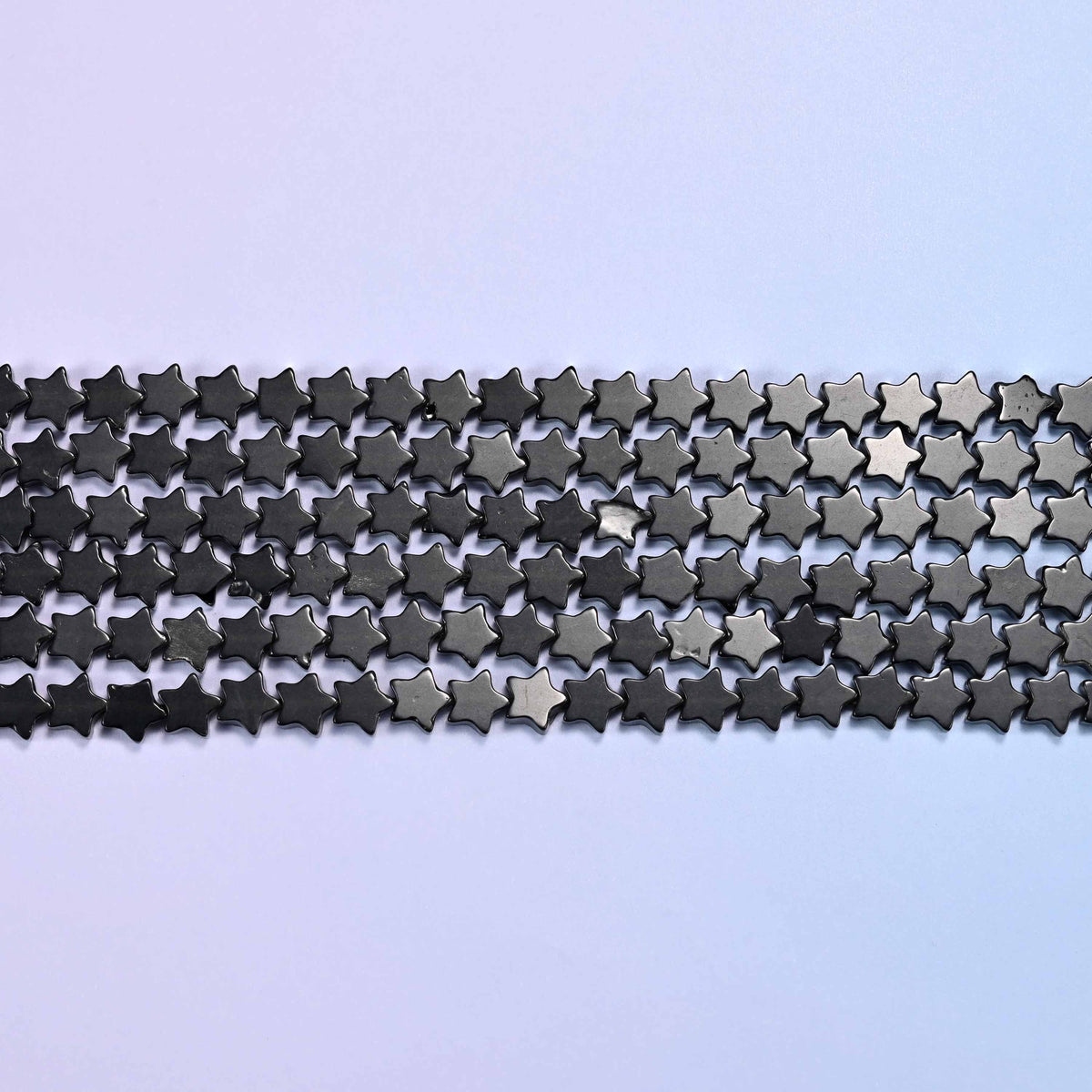Black Obsidian Flat Star Beads 6mm, 15 inch strand