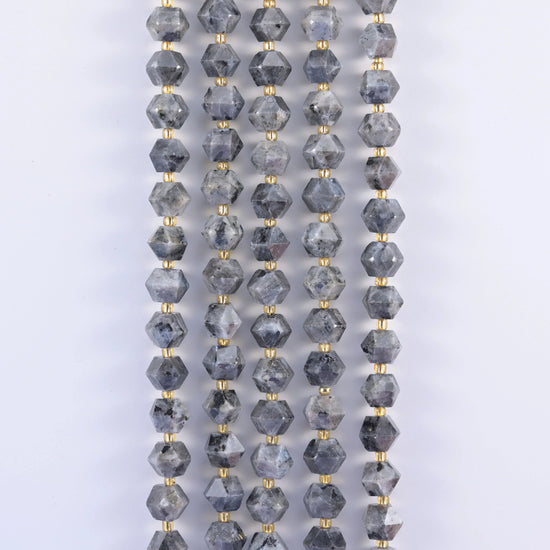 Eight-sided faceted cut diamond rhombus gemstone beads