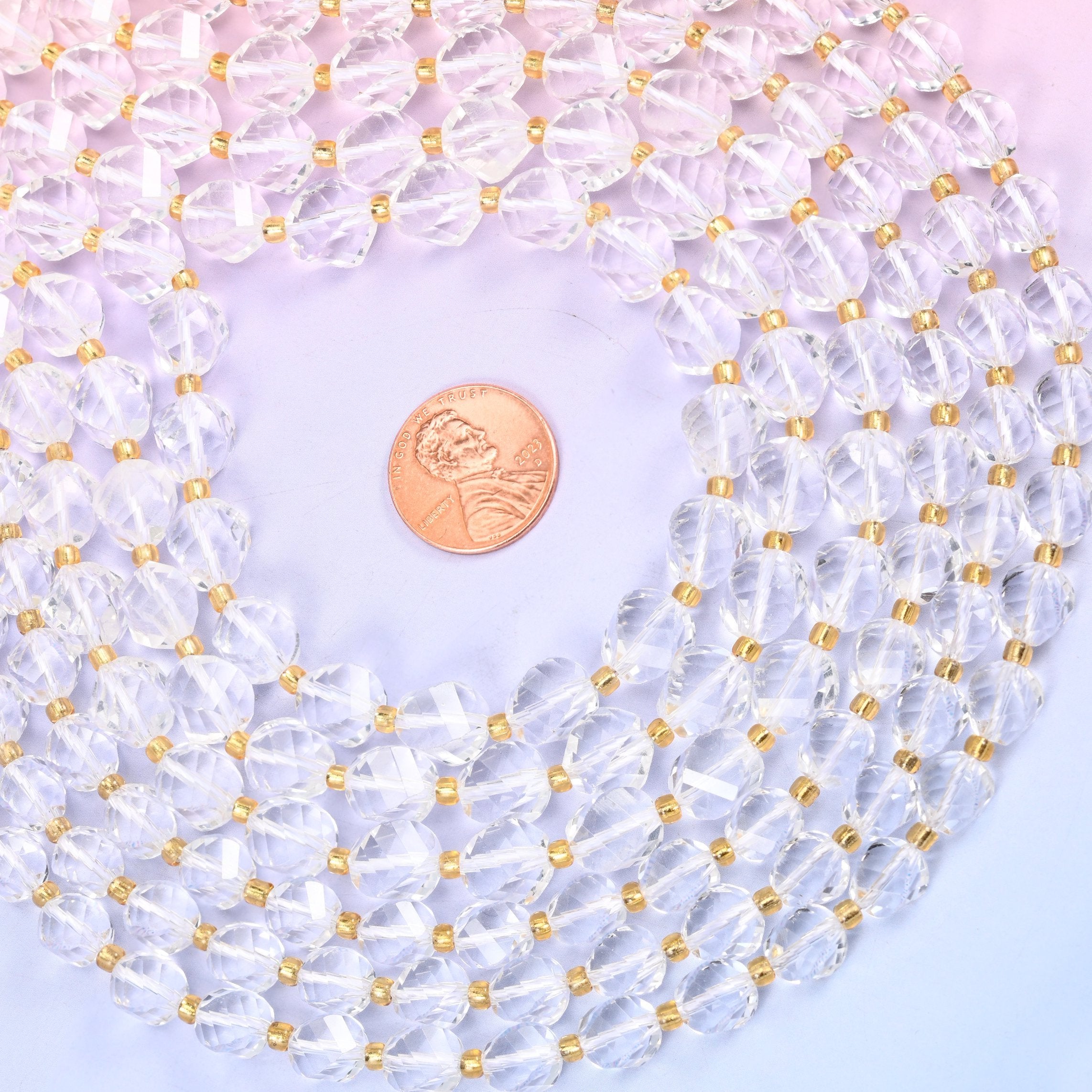 Clear Quartz Faceted Spiral Twist Beads 8mm 10mm, 8mm approximately 38 beads / 10mm approximately 31 beads