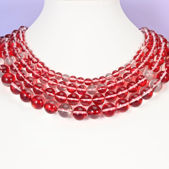 Mystic Aura red glass beads, round, 6mm to 12mm
