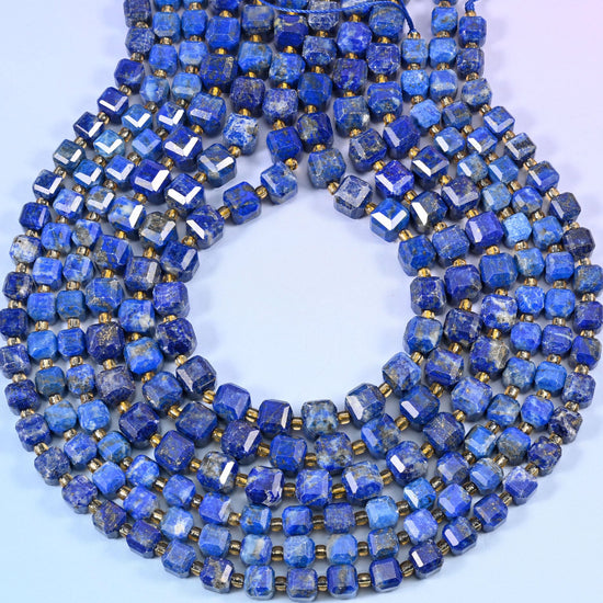 Lapis Lazuli Faceted Cube Beads, 1.2mm hole