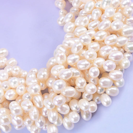 Freshwater pearl rice beads, approximately 78 beads per 15 inch strand