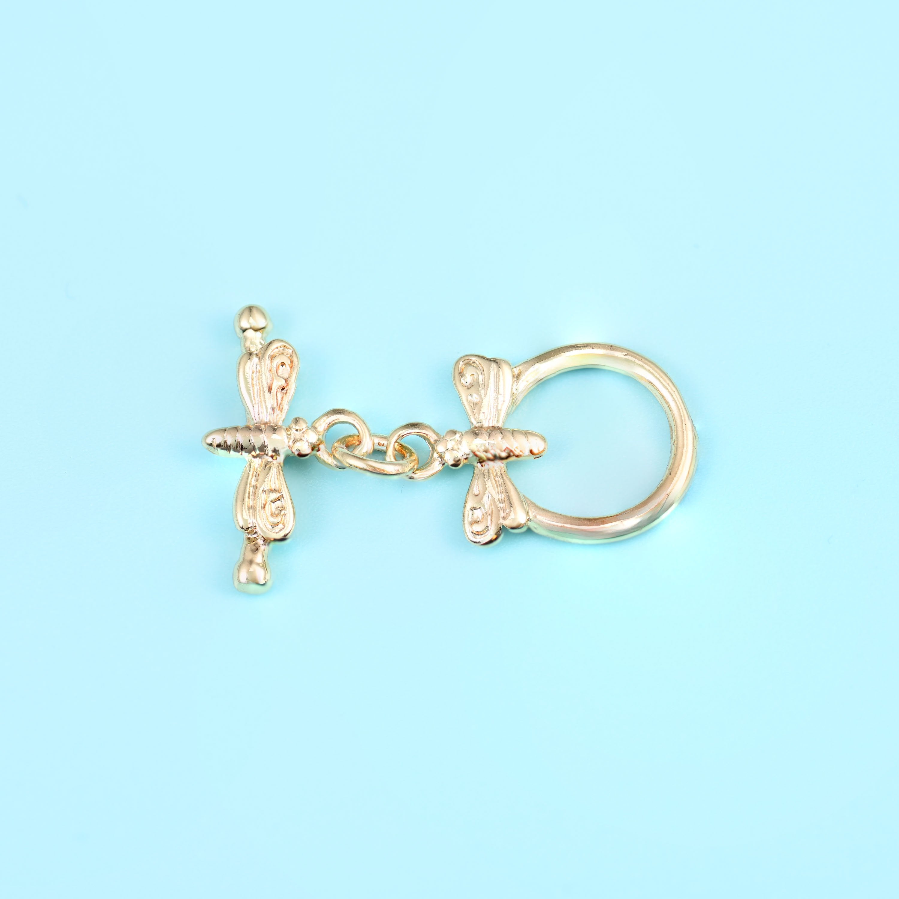Gold filled toggle clasp, dragonfly shape