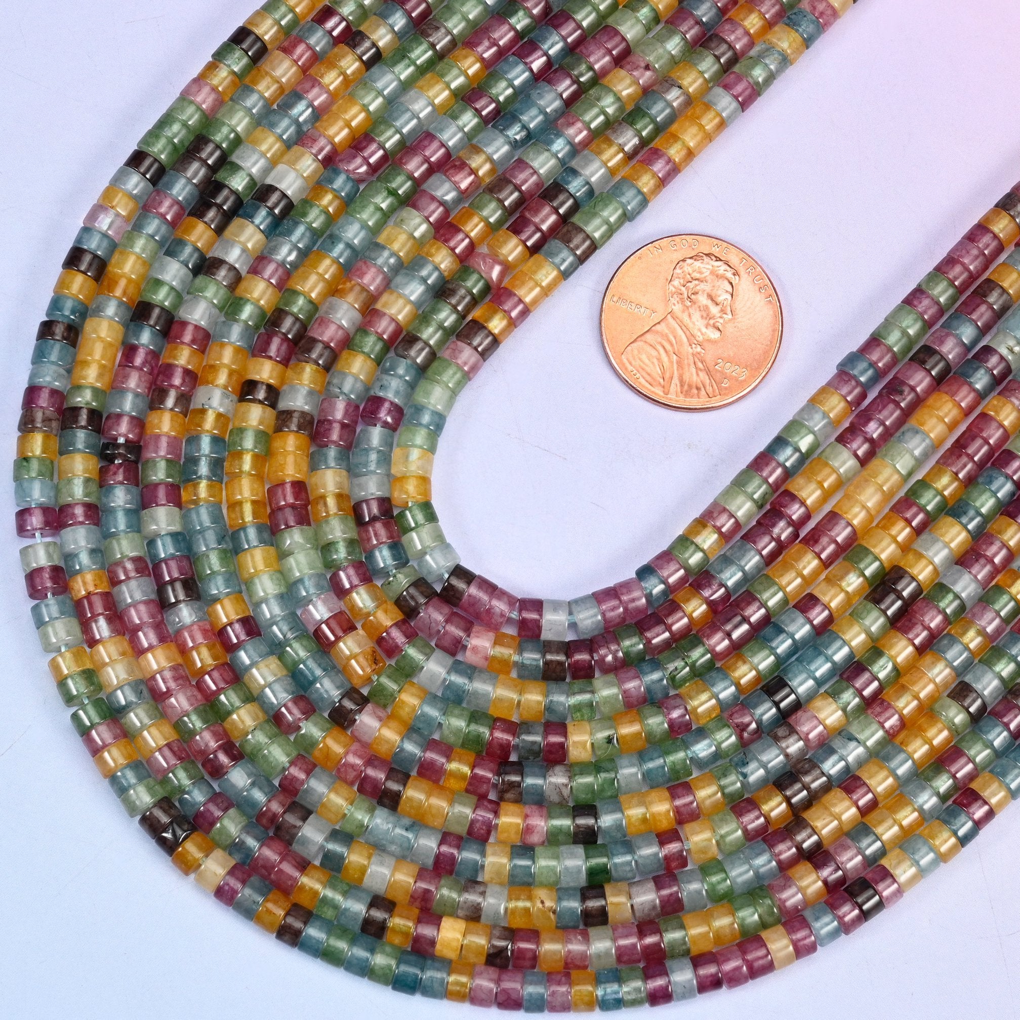 Smooth heishi disc cut Colorful Fluorite beads