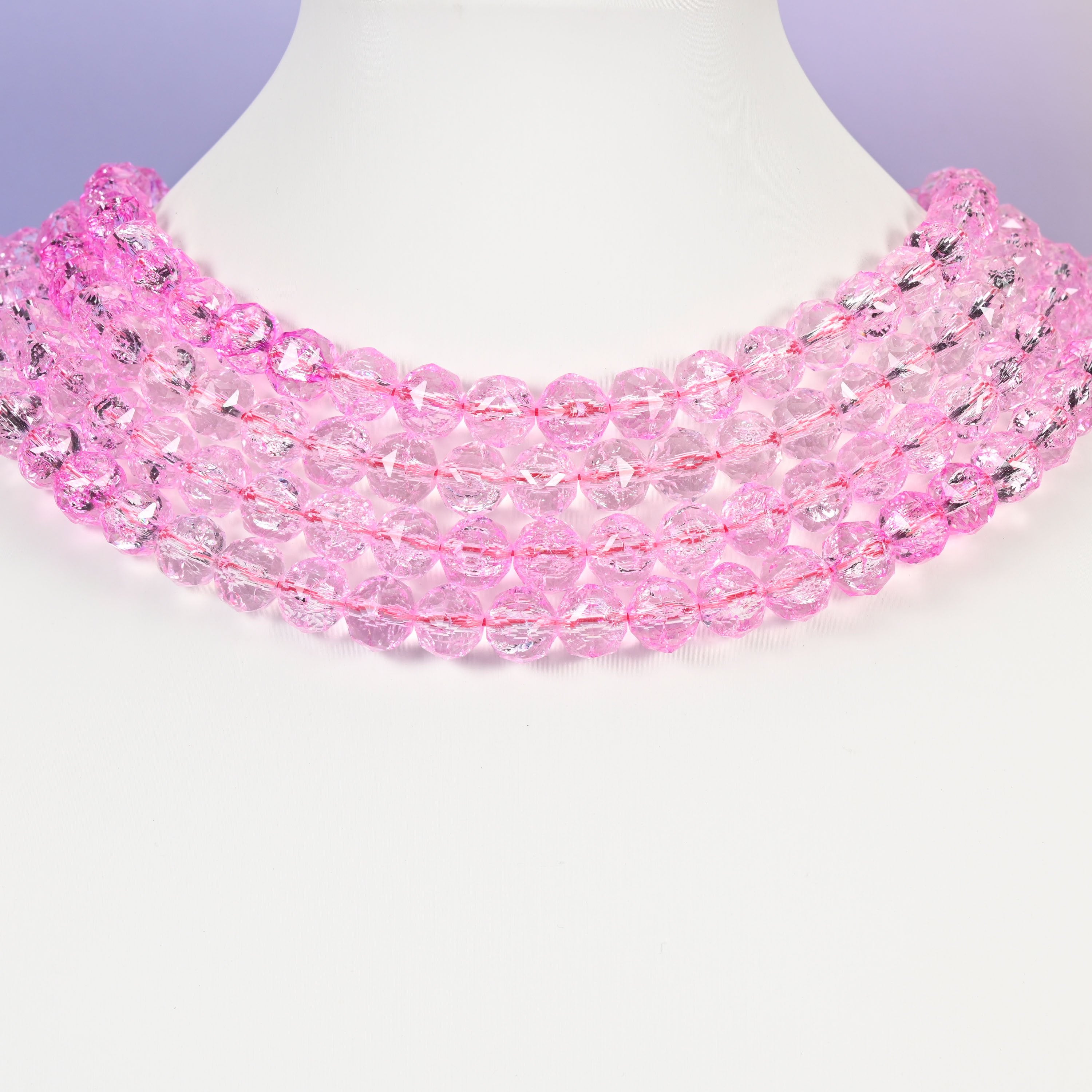 Transparent Pink Faceted Round Glass Beads: Size 10mm, Jewelry Making Supply