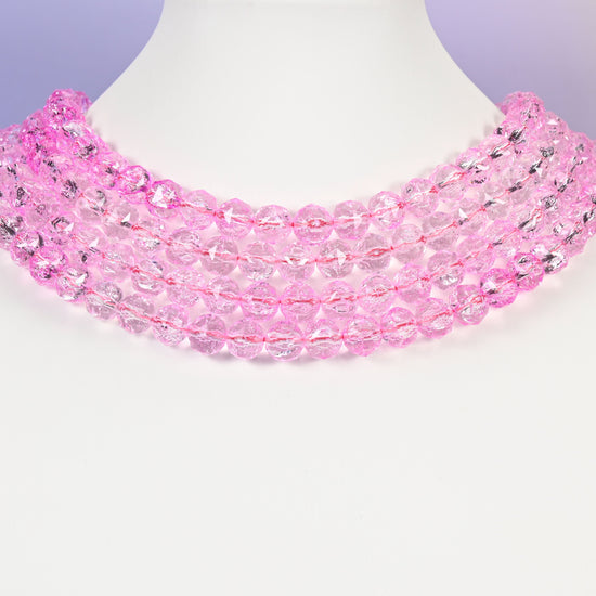 Transparent Pink Faceted Round Glass Beads: Size 10mm, Jewelry Making Supply