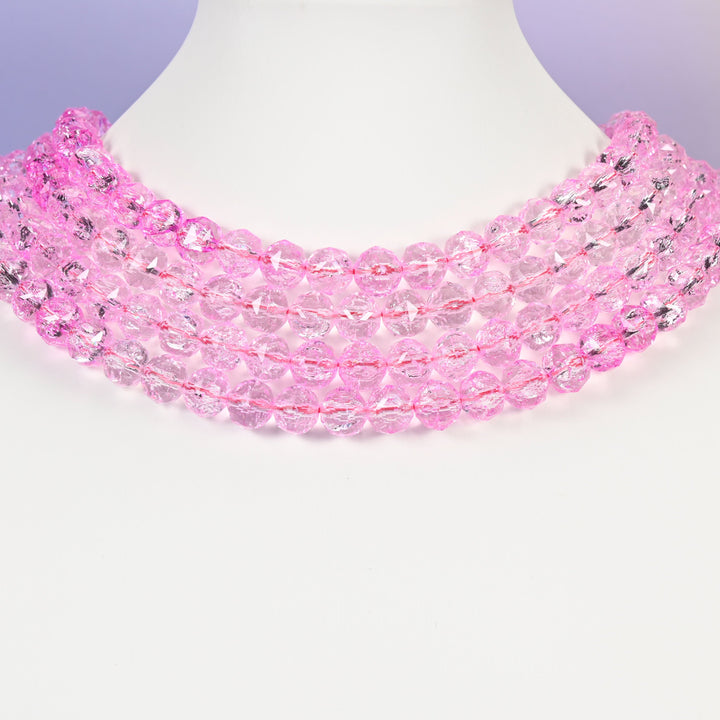 Transparent Pink Faceted Round Glass Beads: Size 10mm, Jewelry Making Supply
