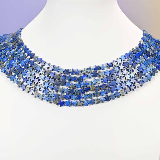 Lapis lazuli beads, flat star, 6mm