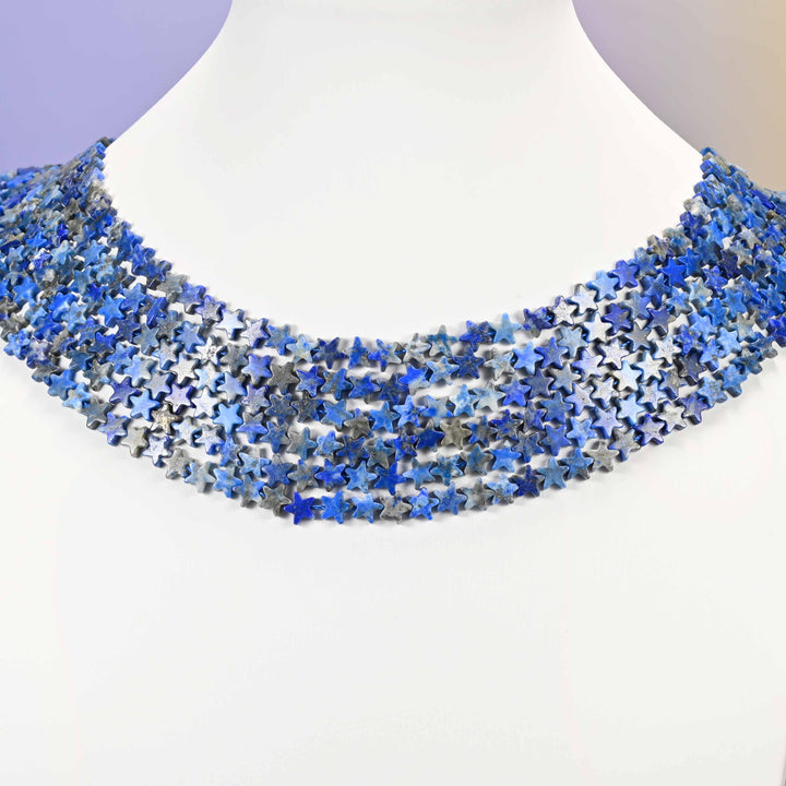 Lapis lazuli beads, flat star, 6mm