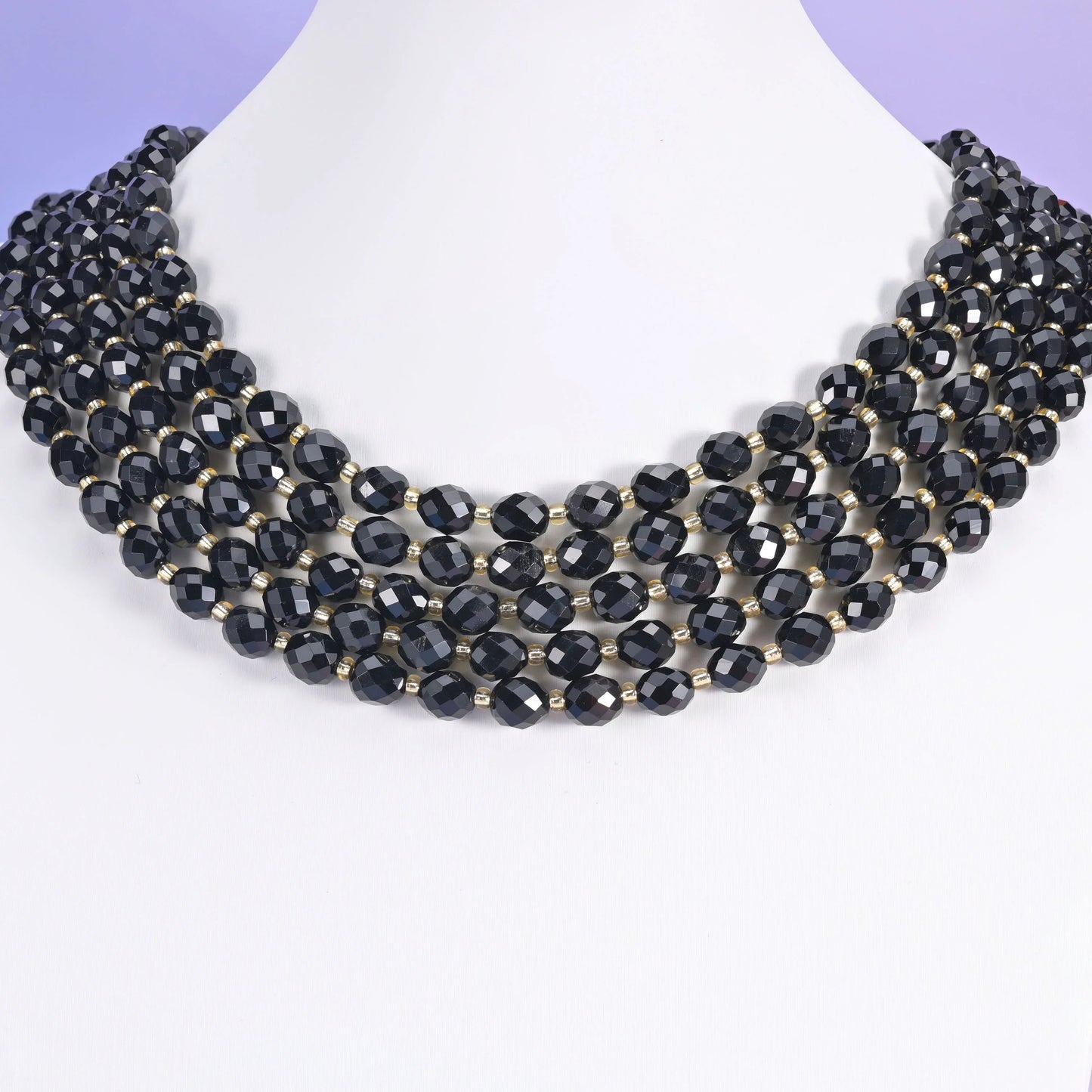Black Obsidian beads, faceted rice barrel shape, 6x8mm