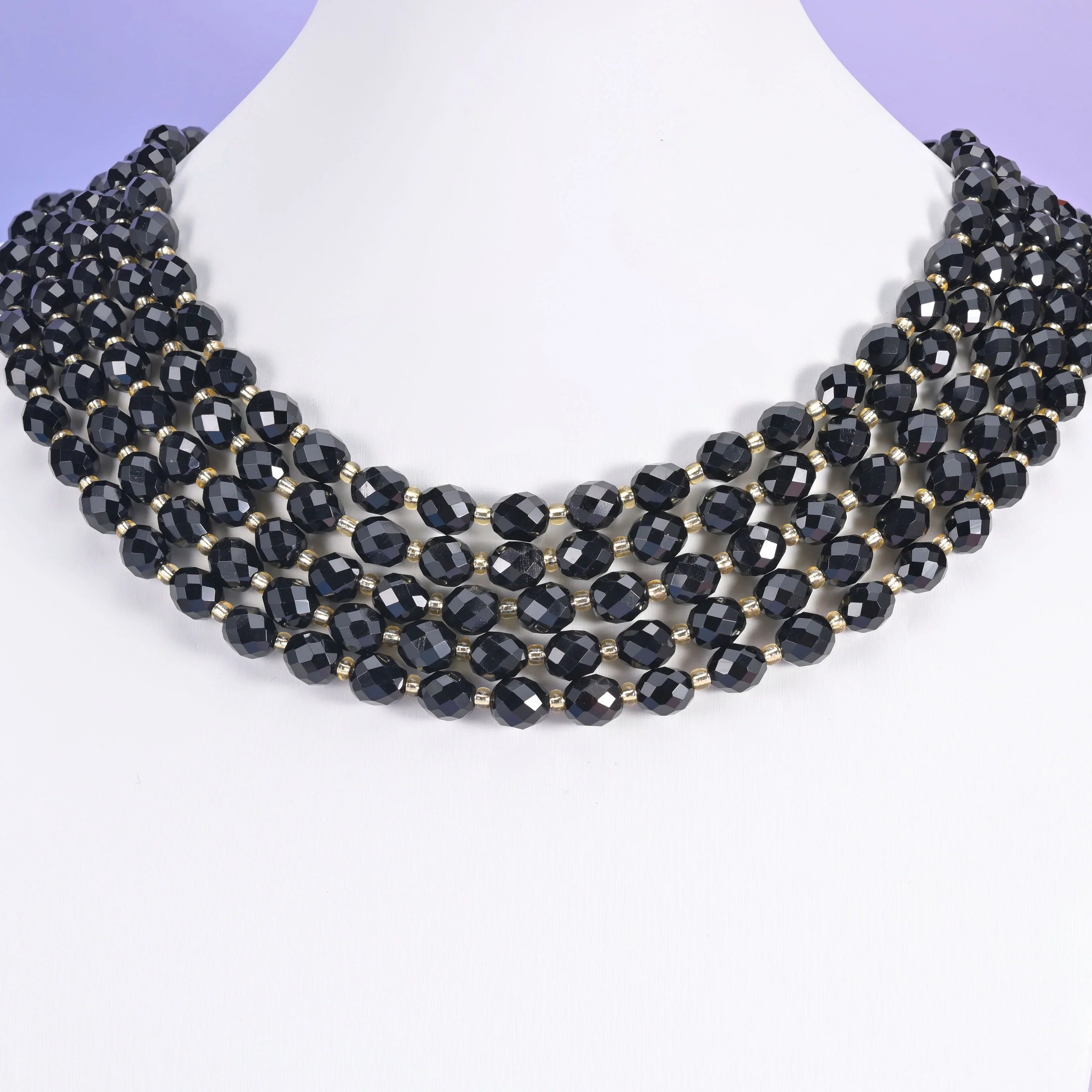 Black Obsidian beads, faceted rice barrel shape, 6x8mm