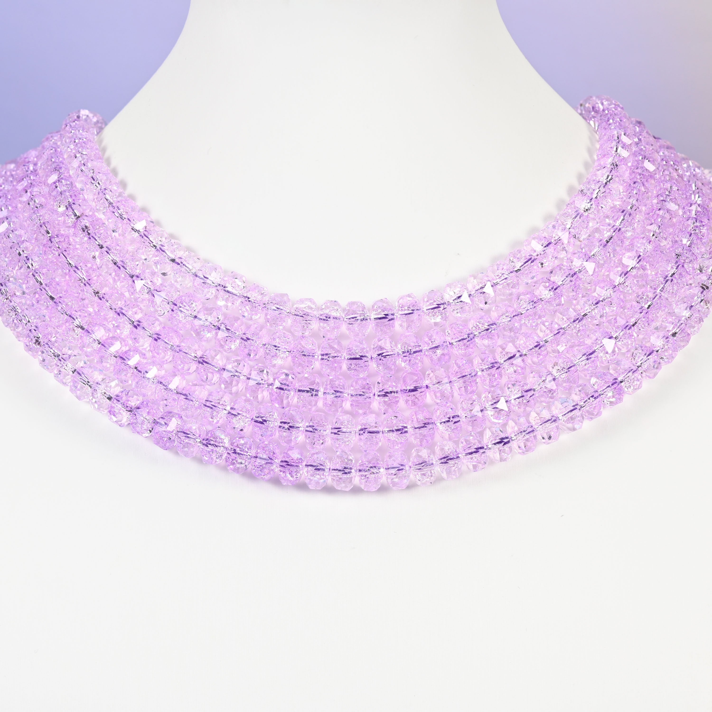 Transparent purple glass beads, faceted rondelle shape, 5x8mm