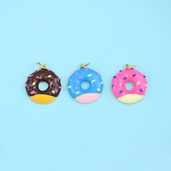 Sprinkle Donut Charm 17.97x16.25mm in chocolate brown icing with pastel sprinkles