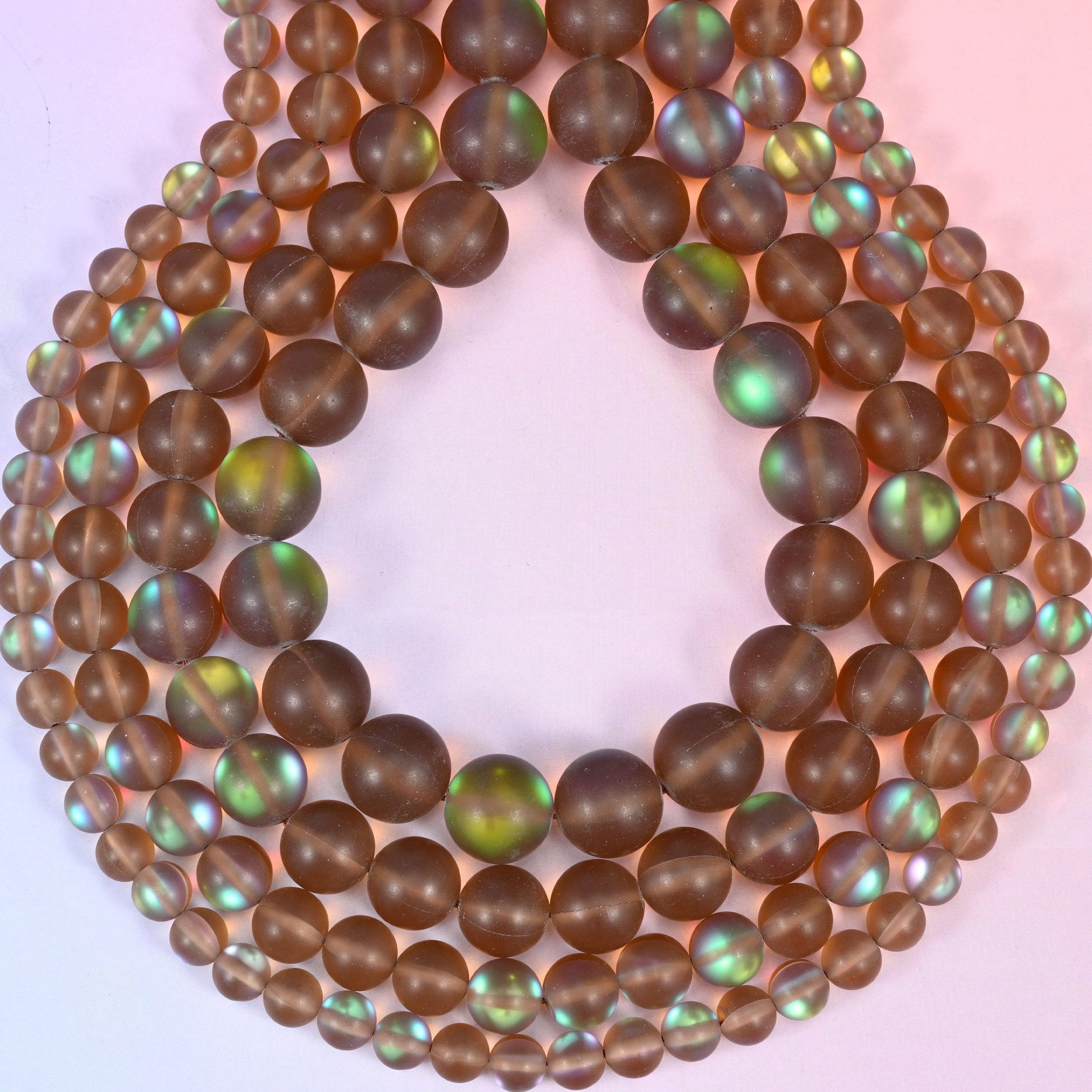 Mystic Aura Matte Brown Round Glass Beads, hole approximately 1.0mm