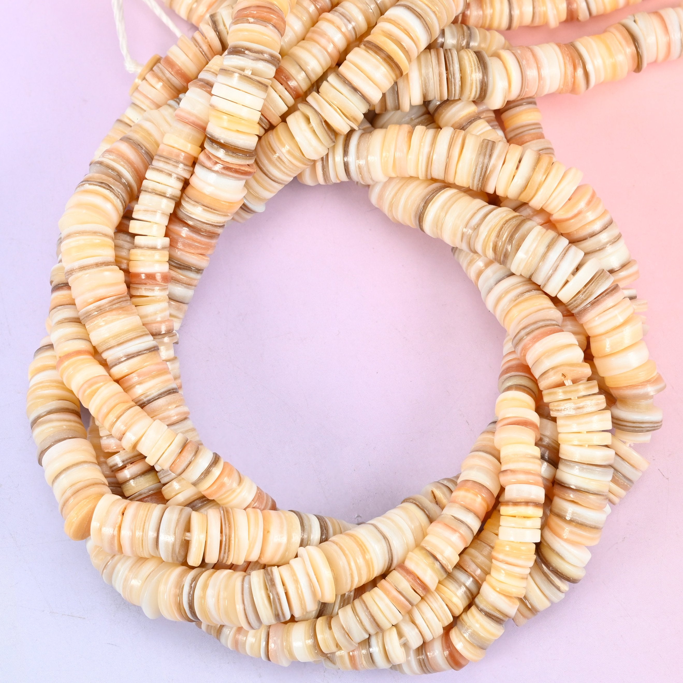 Natural Shell Round Disc Spacer Beads: Jewelry Making Supply, 15 Inch Strand