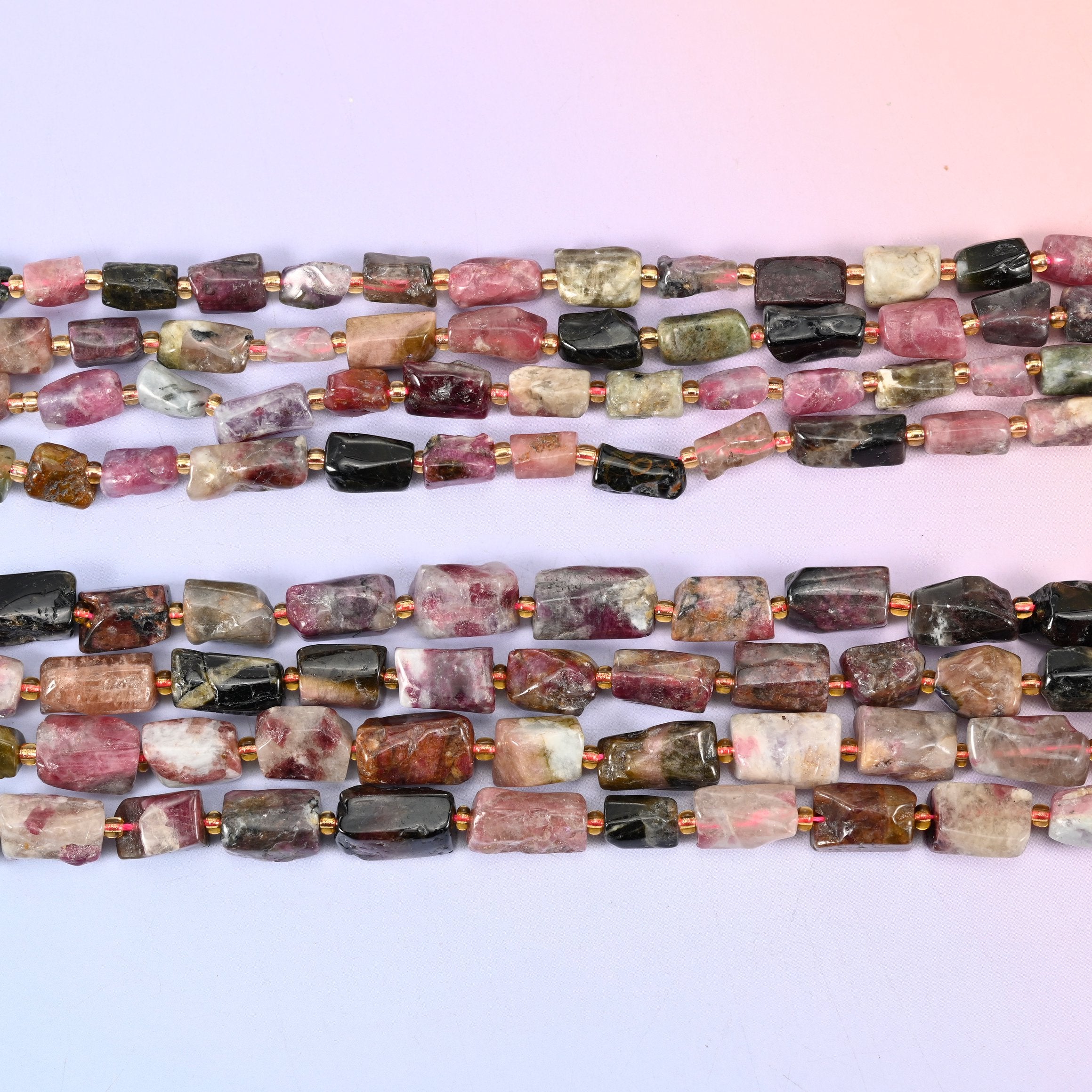 Tourmaline Faceted Tube Beads Size Varies Jewelry Making 15.5 Inch Strand