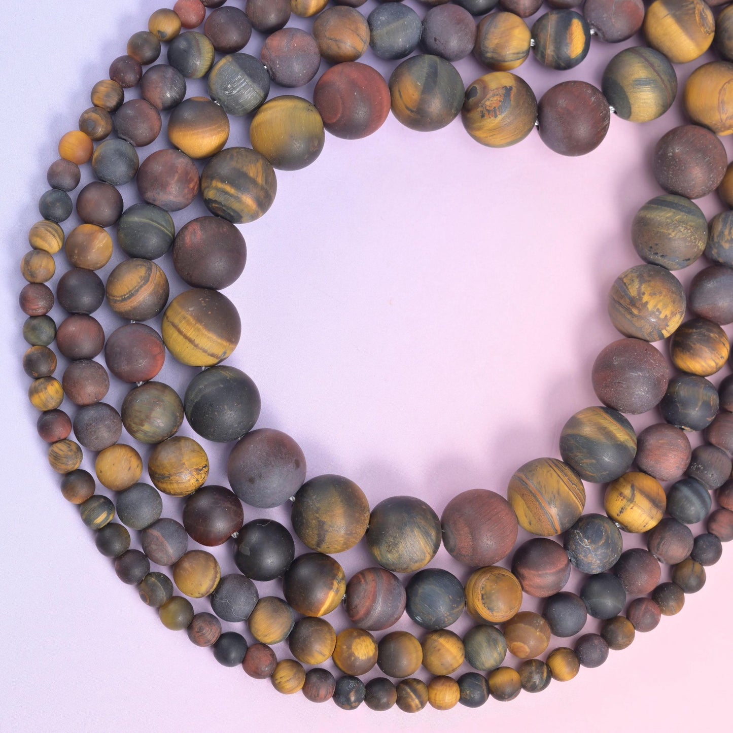 Tricolor Tiger Eye Matte Round Beads, sold per 15 inch strand