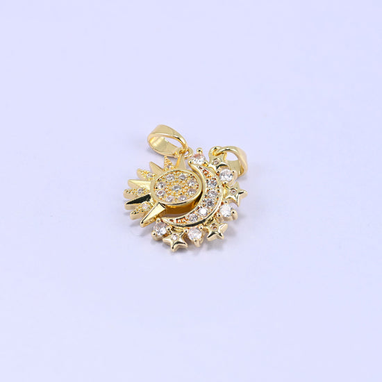 18K Gold Plated Sun Moon Friendship Pendants for matching necklaces