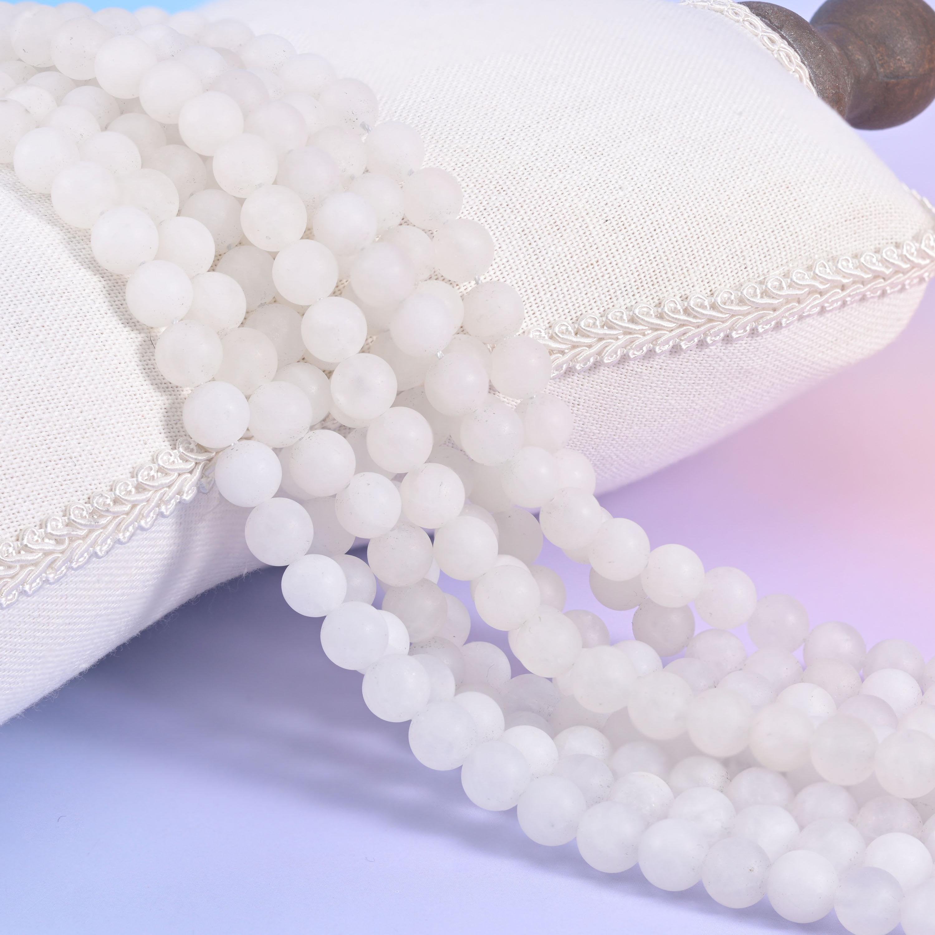 White Jade Matte Round Beads, 4mm 6mm 8mm 10mm