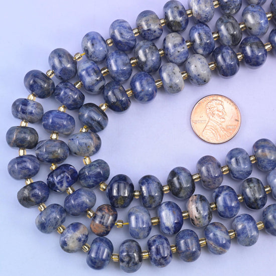 Sodalite pumpkin beads, 15 inch strand