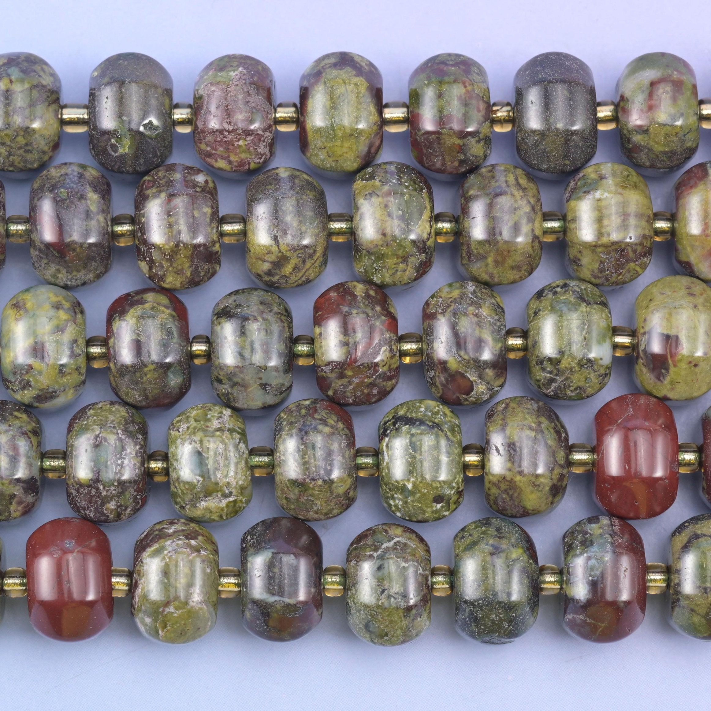 Dragon Bloodstone Pumpkin Rondelle Beads Jewelry Making Size 12x8mm 15" Strand