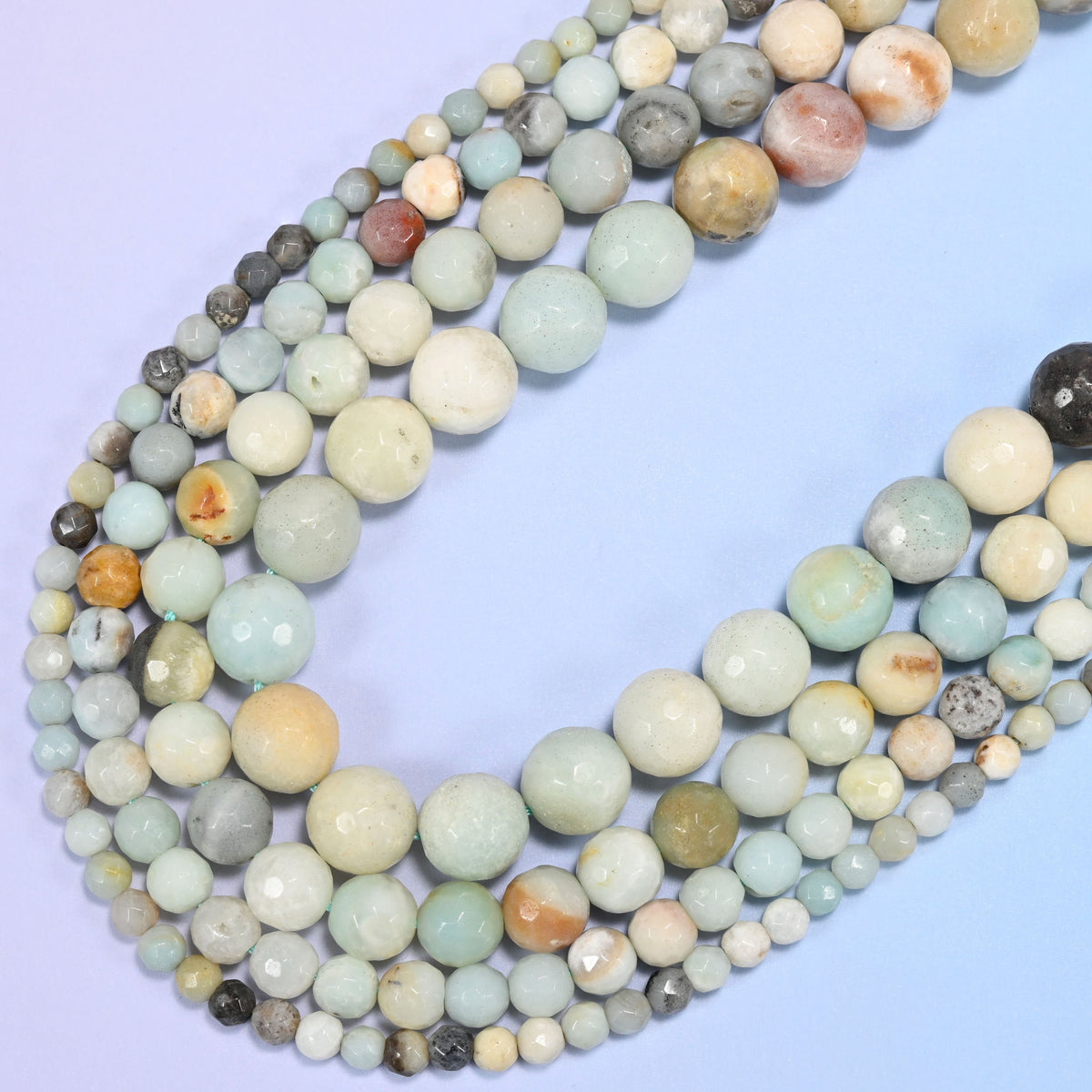 Multicolor amazonite faceted round beads, 15 inch strand