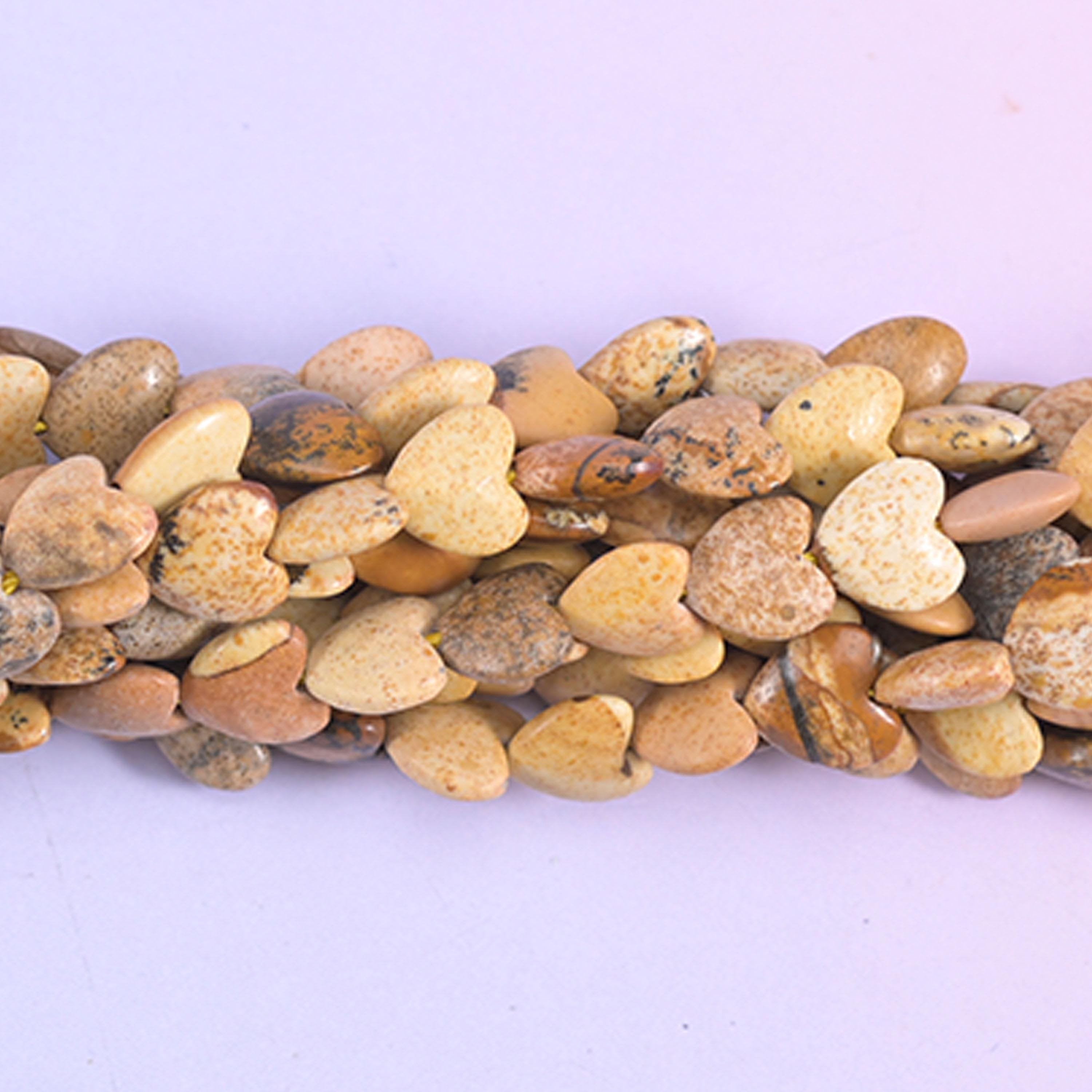 Picture jasper heart beads, approximately 70 beads per strand