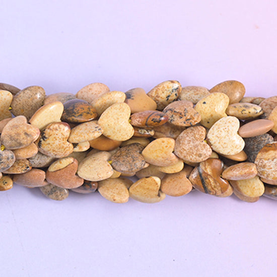 Picture jasper heart beads, approximately 70 beads per strand