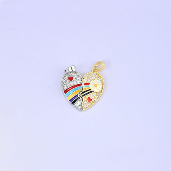 Magnetic Enamel Friendship Heart Zircon Pendants