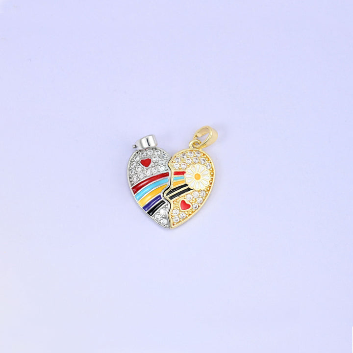 Magnetic Enamel Friendship Heart Zirconia Pendants