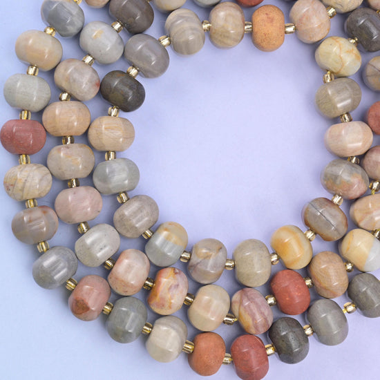 American picture jasper pumpkin beads, approximately 35 beads per strand