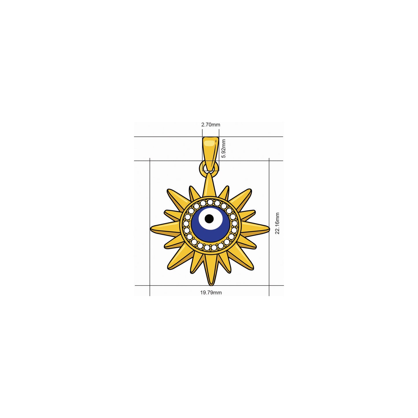 Evil Eye Sun Zircon Charms: DIY Pendants, Jewelry Making Supply