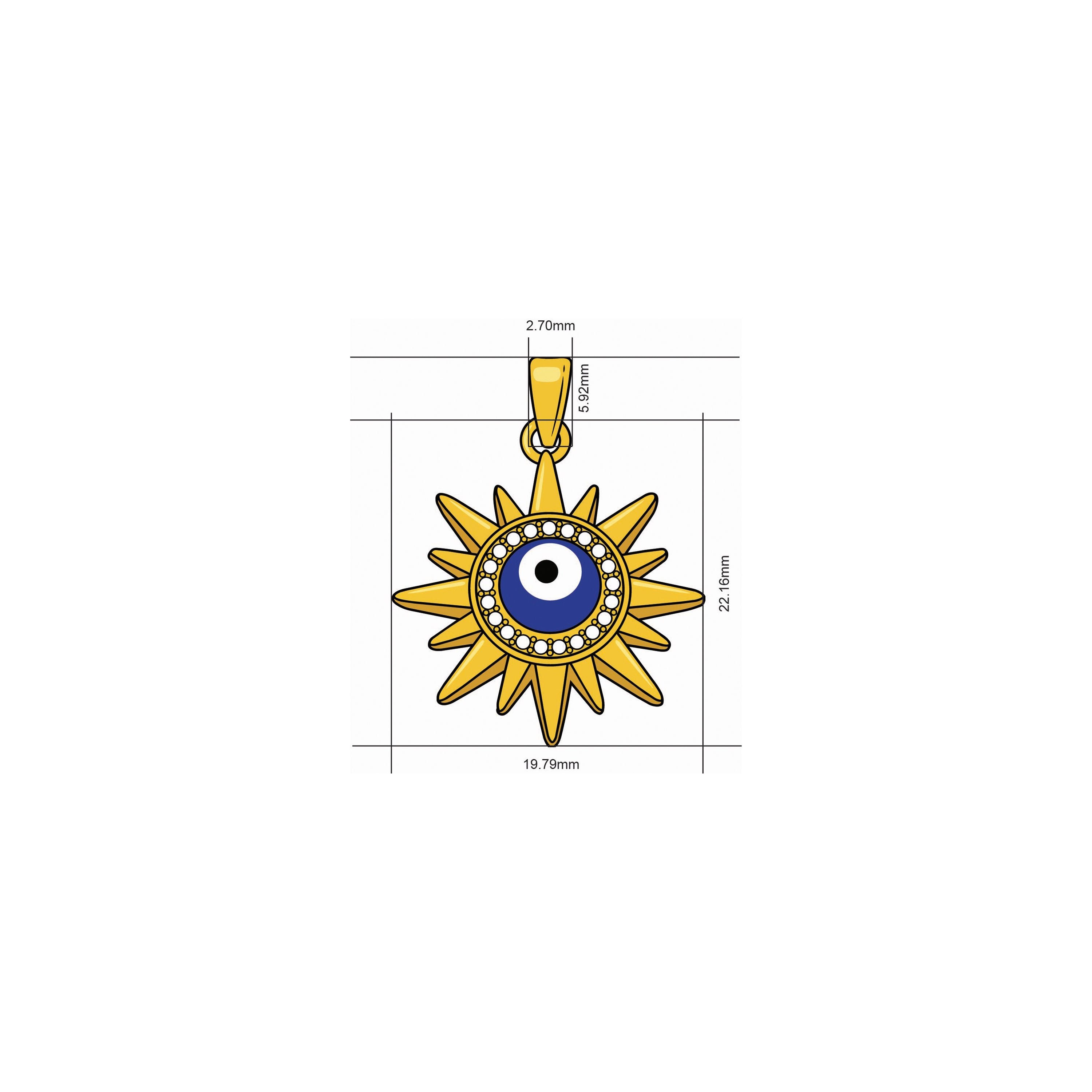 Evil Eye Sun Zircon Charms: DIY Pendants, Jewelry Making Supply