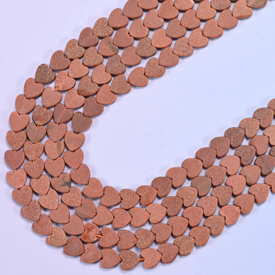 Matte Gold Sandstone Flat Heart Beads: Size 6mm, Jewelry Making, 15 Inch Strand